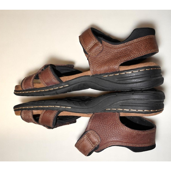 Dr. Scholls Men's GUS Cool Fit Pebbled Brown Leather Sandals Size 12M - Picture 5 of 11